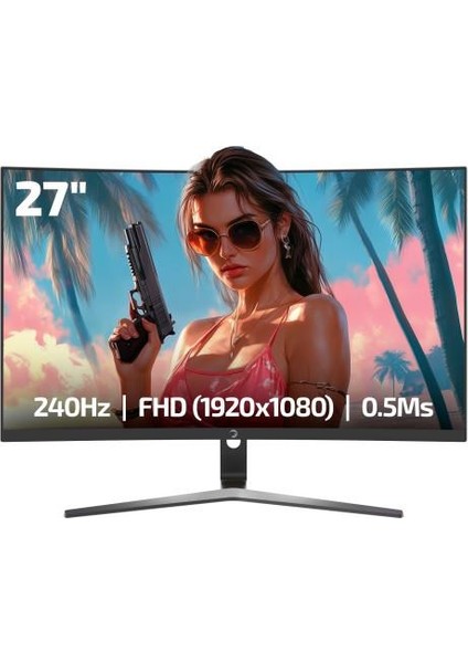 27" Vivid V60 Curved Rgb 0.5ms 240Hz Va Fhd 1500R Hdr Adaptive Sync Siyah Gaming Monitör