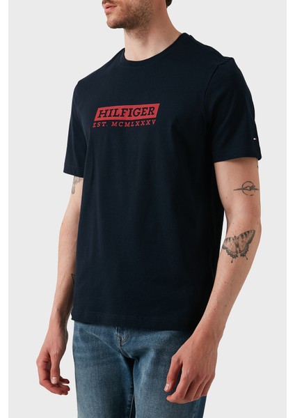 Pamuk Regular Fit Bisiklet Yaka Logolu T Shirt Erkek T Shirt MW0MW39149 Dw5