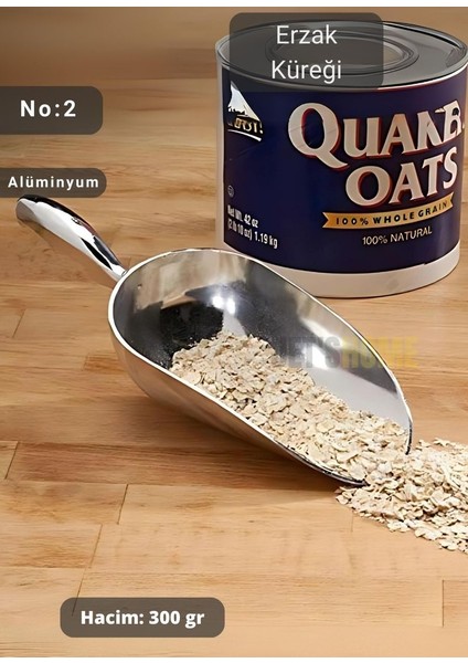 Erzak Küreği Alüminyum Bakliyat Küreği Un Küreği Kuruyemiş Küreği Hacim 300 gr No:2 21 cm