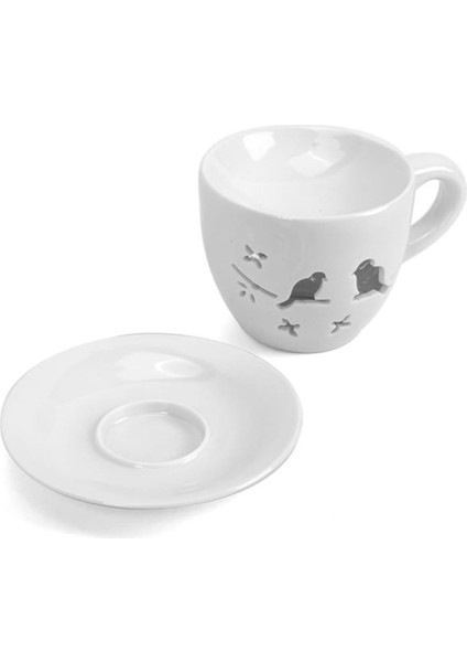 Seramik Sunumluk Kahve Fincanı Çifte Kumrular Tasarımlı Buhurdanlık fırsatları