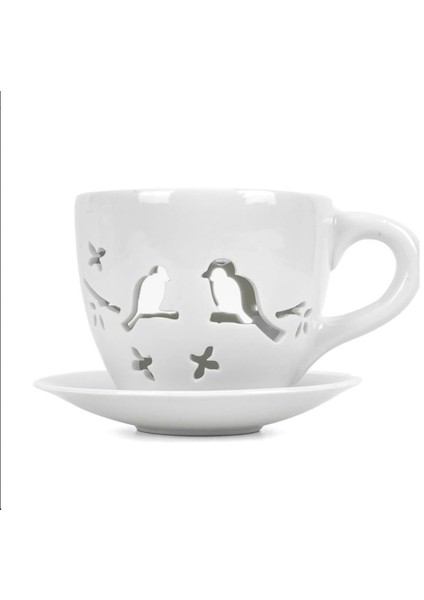 Seramik Sunumluk Kahve Fincanı Çifte Kumrular Tasarımlı Buhurdanlık indirimleri