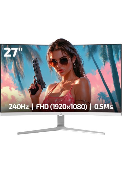 27" Vivid V60 Curved Rgb 0.5ms 240Hz Va Fhd 1500R Hdr Adaptive Sync Beyaz Gaming Monitör