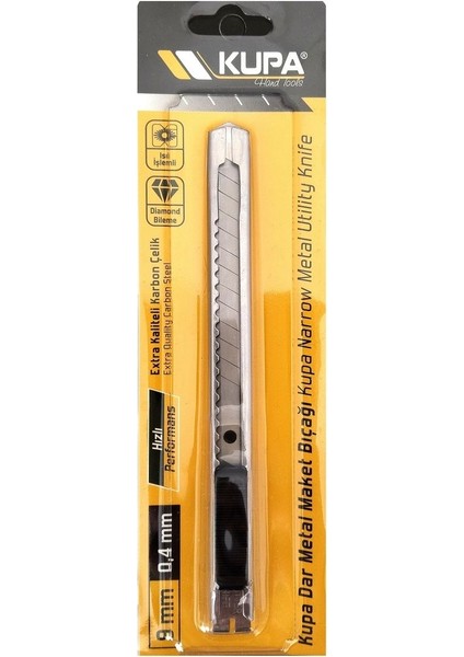 Dar Metal Paslanmaz Maket Bıçağı, Kaliteli ve Ergonomik Yapı 9mm