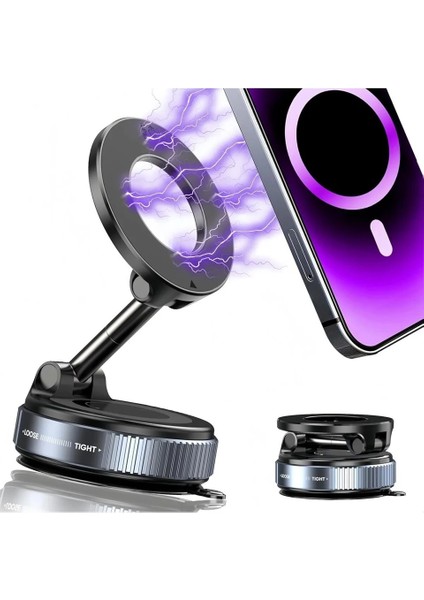 360 Dönebilen Ayarlanabilir Araç Içi Tutucu Kullanılabilen Vakumlu K007 Magsafe Telefon Tutucu