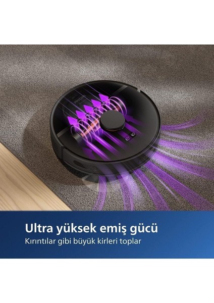 Kuru ve MOPLU,4000PA Emiş Gücü, Ultra Sensör Donanımlı, 230DK Çalışma Akıllı Robot Süpürge Uyumlu
