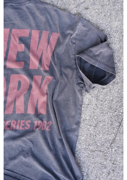 New York 1982 Oversize Soluk Siyah Vintage Tişört indirimleri
