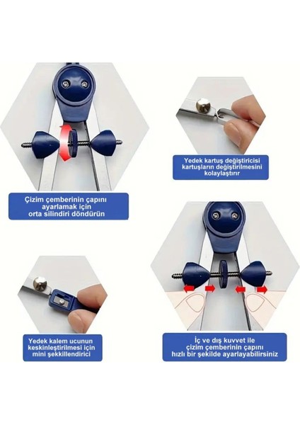 Pergel Takımı Ayaklı, Paslanmaz Çelik, Mimarlık, Mekanik, Pergel, Trilin-Kutusunda Set fırsatları