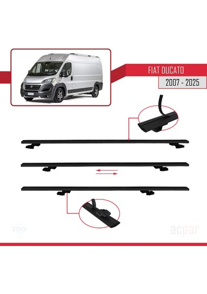 Fiat Ducato 3 2007 ve Sonrası ile Uyumlu Basıc Model Ara Atkı Tavan Barı Siyah 2 Adet indirimleri