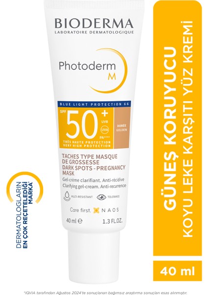 Photoderm M Golden SPF50+ Koyu Leke ve Mavi Işığa Karşı Yüksek Korumalı Renkli Yüz Güneş Kremi 40 ml