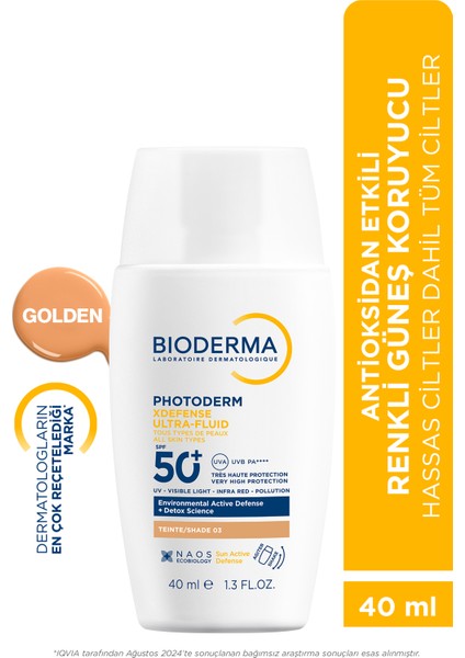 Photoderm XDefense Spf50+ Tüm Cilt Tipleri Antioksidan Etkili Renkli Güneş Kremi Golden 40 ml