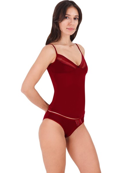8690 Bordo Renk 2li Atlet Dantelli Takım