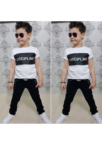 Fermuar Detay Tişört ve Kot Pantolon Takım