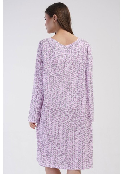 Kadın Büyük Beden Uzun Kol %100 PAMUK Mor Gecelik C4T7N7O161 fırsatları