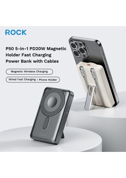 P50 10.000 Mah 5-In-1 PD20W Magsafe Powerbank Beyaz fiyatları