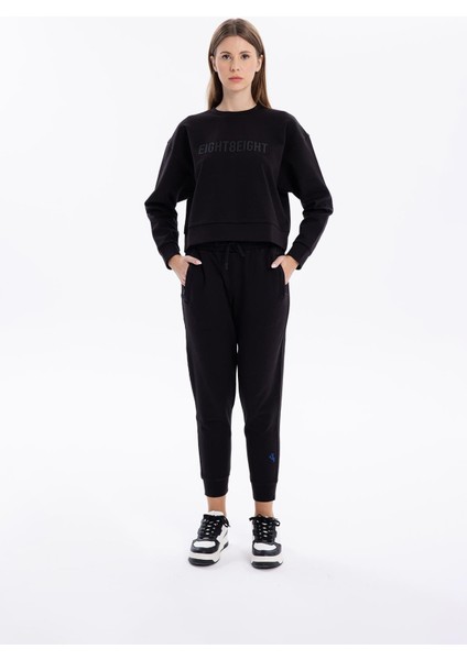 Bisiklet Yaka Numeroloji Baskılı Kadın Sweatshirt