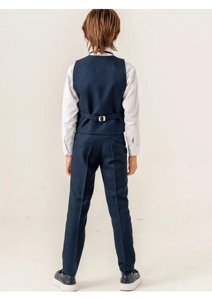 Erkek Çocuk Yelek Gömlek Papyon Rozet Pantolon Tam Set Takım Elbise fırsatları