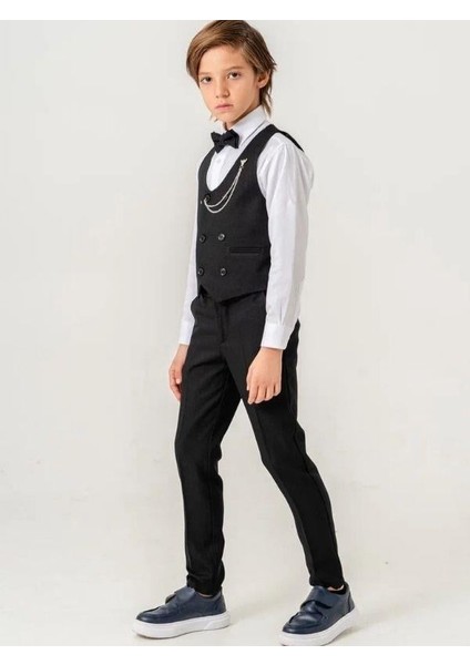 Erkek Çocuk Yelek Papyon Pantolon Rozet Gömlek Tam Set Takım Elbise fiyatları