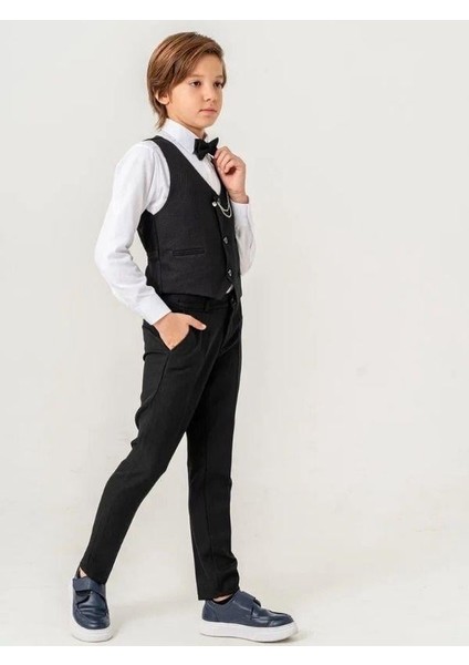 Erkek Çocuk Yelek Papyon Pantolon Rozet Gömlek Tam Set Takım Elbise modelleri