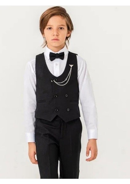 Erkek Çocuk Yelek Papyon Pantolon Rozet Gömlek Tam Set Takım Elbise indirimleri