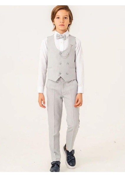 Erkek Çocuk Yelek Papyon Pantolon Rozet Gömlek Tam Set Takım Elbise fiyatları