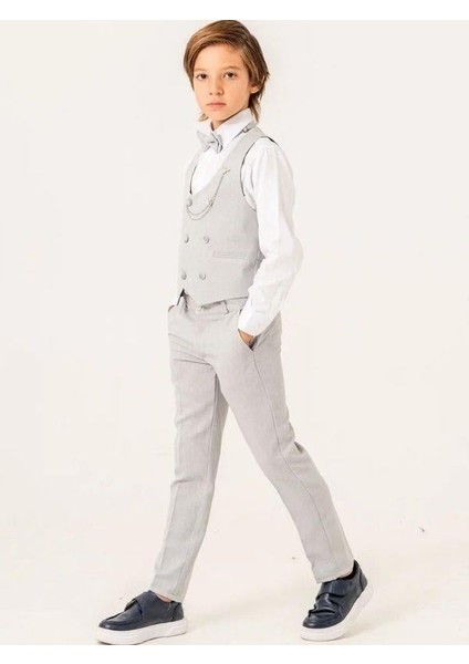 Erkek Çocuk Yelek Papyon Pantolon Rozet Gömlek Tam Set Takım Elbise modelleri