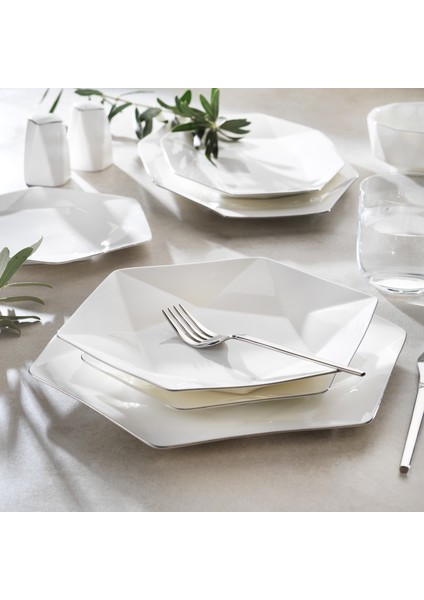 Superfine Bone Star Yemek Takımı 56 Parça-Platin