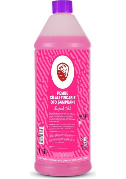 1 Lt Cilalı Fırçasız Pembe Renkli Karpuz&çilek Oto Şampuanı