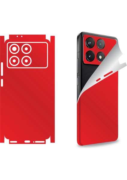 Xiaomi Poco C65 Için Uyumlu 360 Full Arka Kaplama Koruma Sticker - Kırmızı