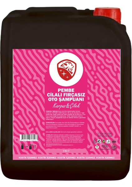 5 Lt Cilalı Fırçasız Pembe Renkli Karpuz&çilek Oto Şampuanı