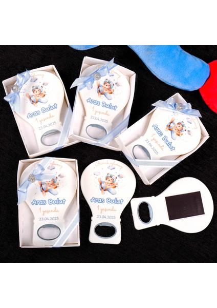 Mutlu Işler 5 Adet Isme Özel Baby Shower Açacak Magnet, Bebek Mevlit Hediyesi, Mevlüt Magnet Hediye