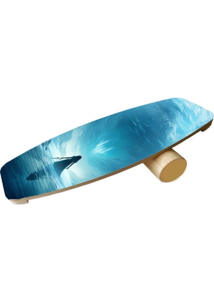 Ahşap Baskılı Denge Tahtası Rocket Balance Board Rocket Gym Board