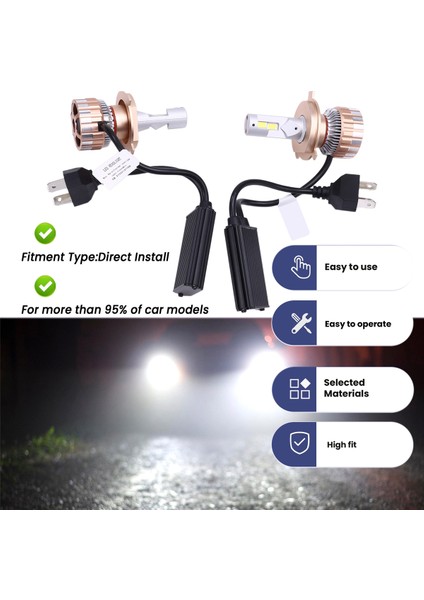 130W Araba Farları Orijinal Araba LED Farları Için LED Işıklar Uzun ve Kısa Işın Entegre H4 (Yurt Dışından)