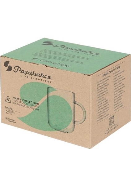 55192 Aware Iconic 245 ml Cam 2li Kulplu Çay Kahve Meşrubat Bardağı Takımı fırsatları