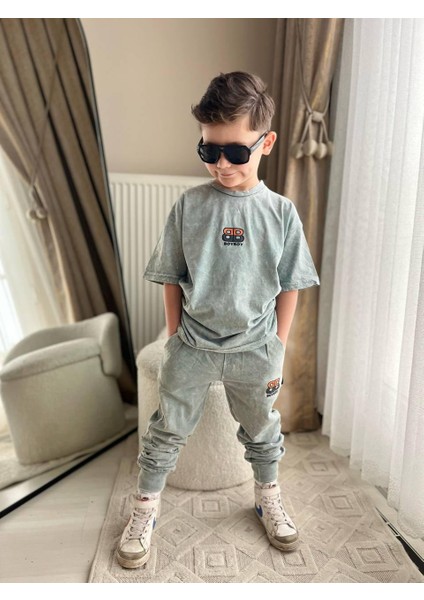 Eksitme Yeşil Enjeksiyon Baskı Bb Basic Alt Eksitme Eşfoman Ince Cep Detay Erkek Çocuk Alt Üst Takım