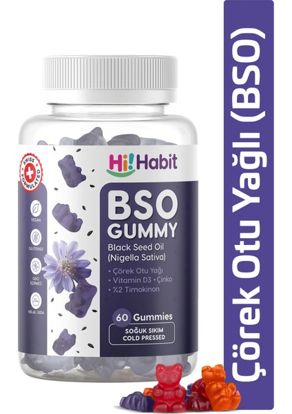 Çörek Otu Yağlı Gummy Soğuk Sıkım, D3 ve Çinko İçeren Vegan Gummies
