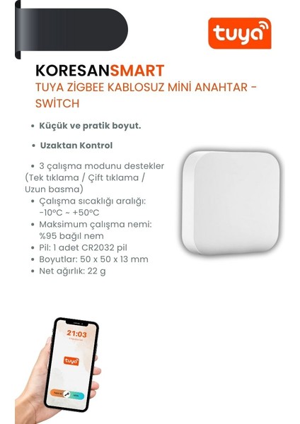 Tuya Zigbee Kablosuz Anahtar Switch