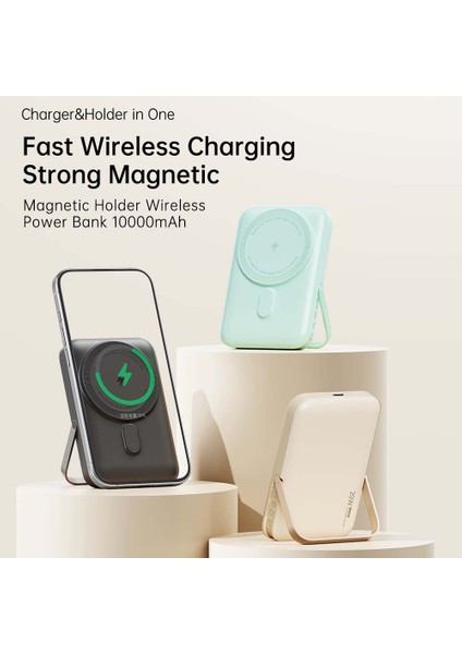 P20 Se 10000 Mah Taşınabilir Şarj Cihazı Pd 20W Standlı Magsafe Powerbank Bej