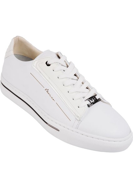 21136 Beyaz-Beyaz Sneaker Derı Ayakkabı fiyatları