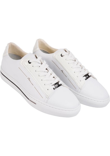 21136 Beyaz-Beyaz Sneaker Derı Ayakkabı modelleri