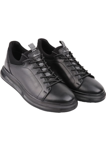 19596 Sıyah-Sıyah Sneaker Derı Ayakkabı modelleri