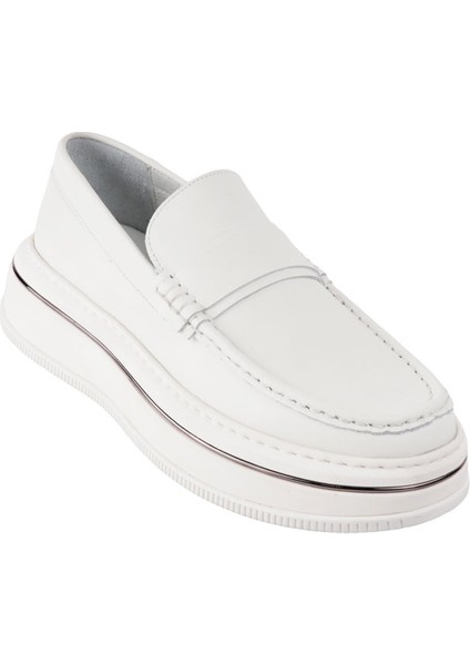 Marcomen 21324 Beyaz Loafer Derı Ayakkabı