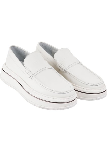 Marcomen 21324 Beyaz Loafer Derı Ayakkabı