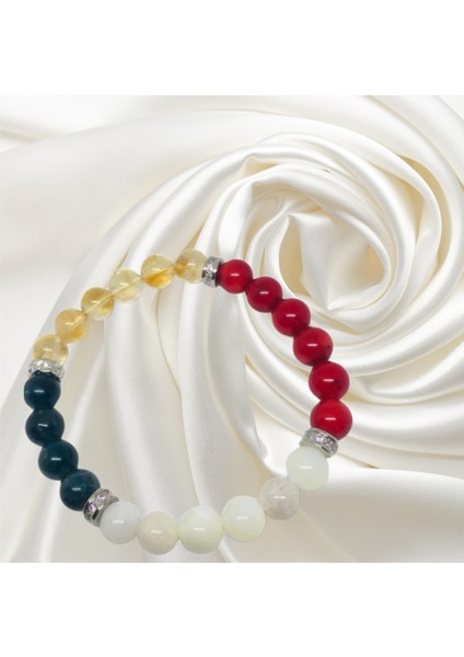 Lapis- Sitrin -Mercan-Ay Taşı Bileklik | Özel Tasarım