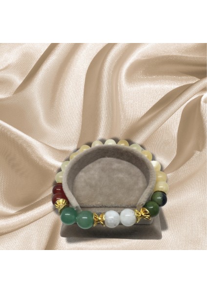 DİLHANS DSGNS DOĞALTAŞ BileklikI Argonit taşı,,Yeşim Taşı,Sedef taşı, Aventurin taşı,Kırmızı Akik taşı ile Özel Tasarım