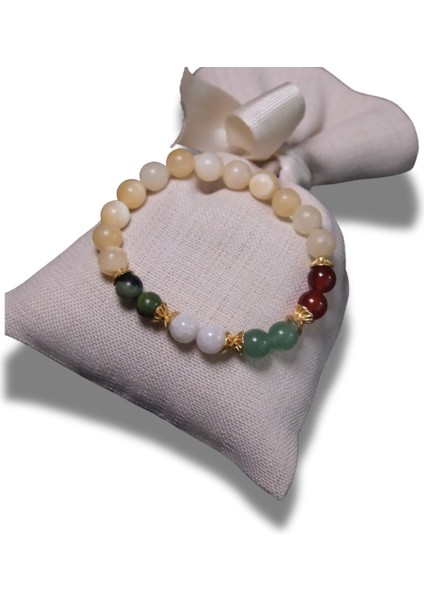 DİLHANS DSGNS DOĞALTAŞ BileklikI Argonit taşı,,Yeşim Taşı,Sedef taşı, Aventurin taşı,Kırmızı Akik taşı ile Özel Tasarım