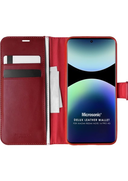 Xiaomi Redmi Note 14 Pro 4g Kılıf Delux Leather Wallet Kırmızı