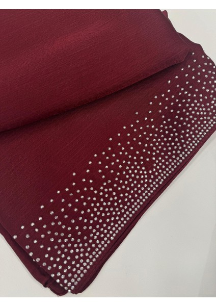 Parlak Taşlı Jan Jan Şal 7301-BORDO