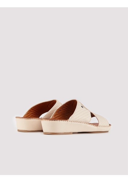 Hakiki Deri Bej Erkek Terlik modelleri