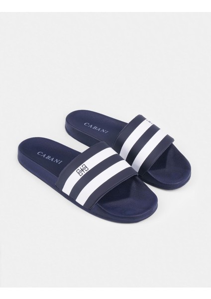 Beyaz Şerit Çizgili Lacivert Erkek Plaj Terlik fiyatları