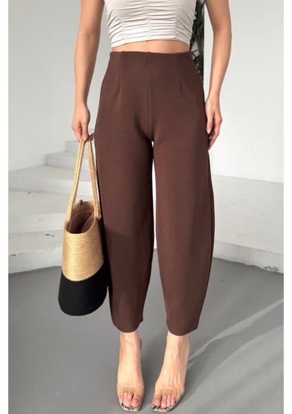 Kadın Balon Pantolon, Beli Lastikli Şalvar Model Krep Balon Pantolon